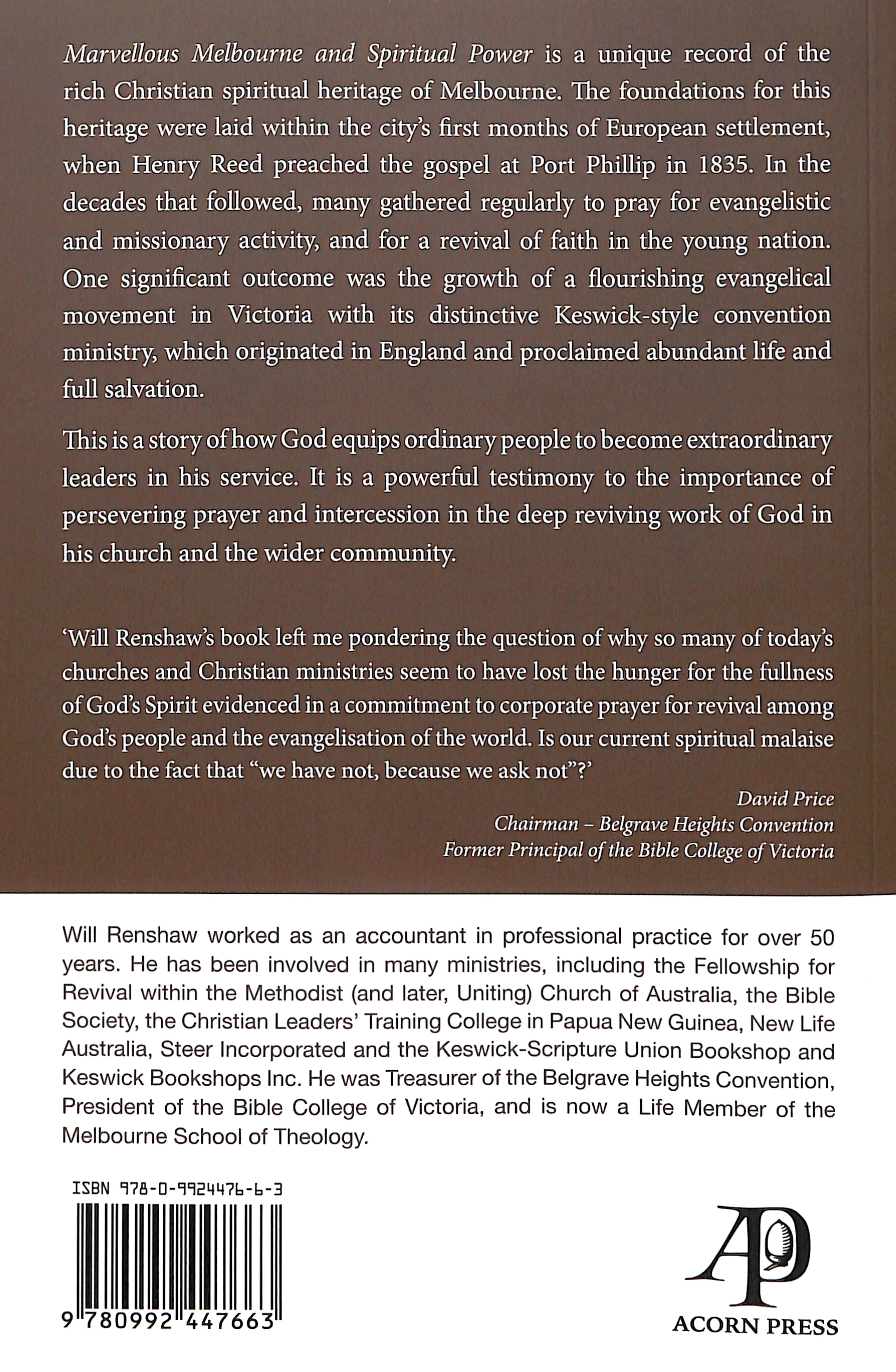 Marvellous Melbourne and Spiritual Power: A Christian Revival and Its Lasting Legacy