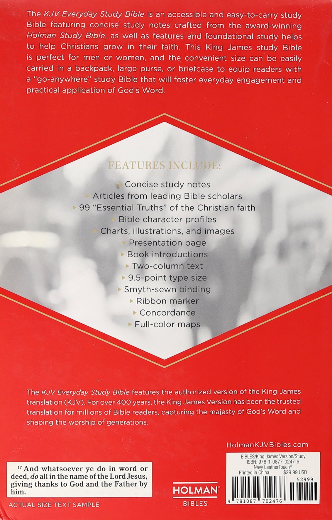 KJV Everyday Study Bible Navy Cross