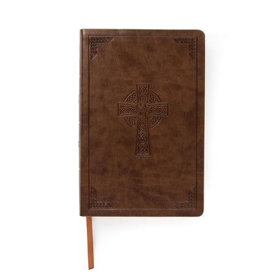 CSB Large Print Personal Size Reference Bible Brown Celtic Cross (Red Letter Edition)