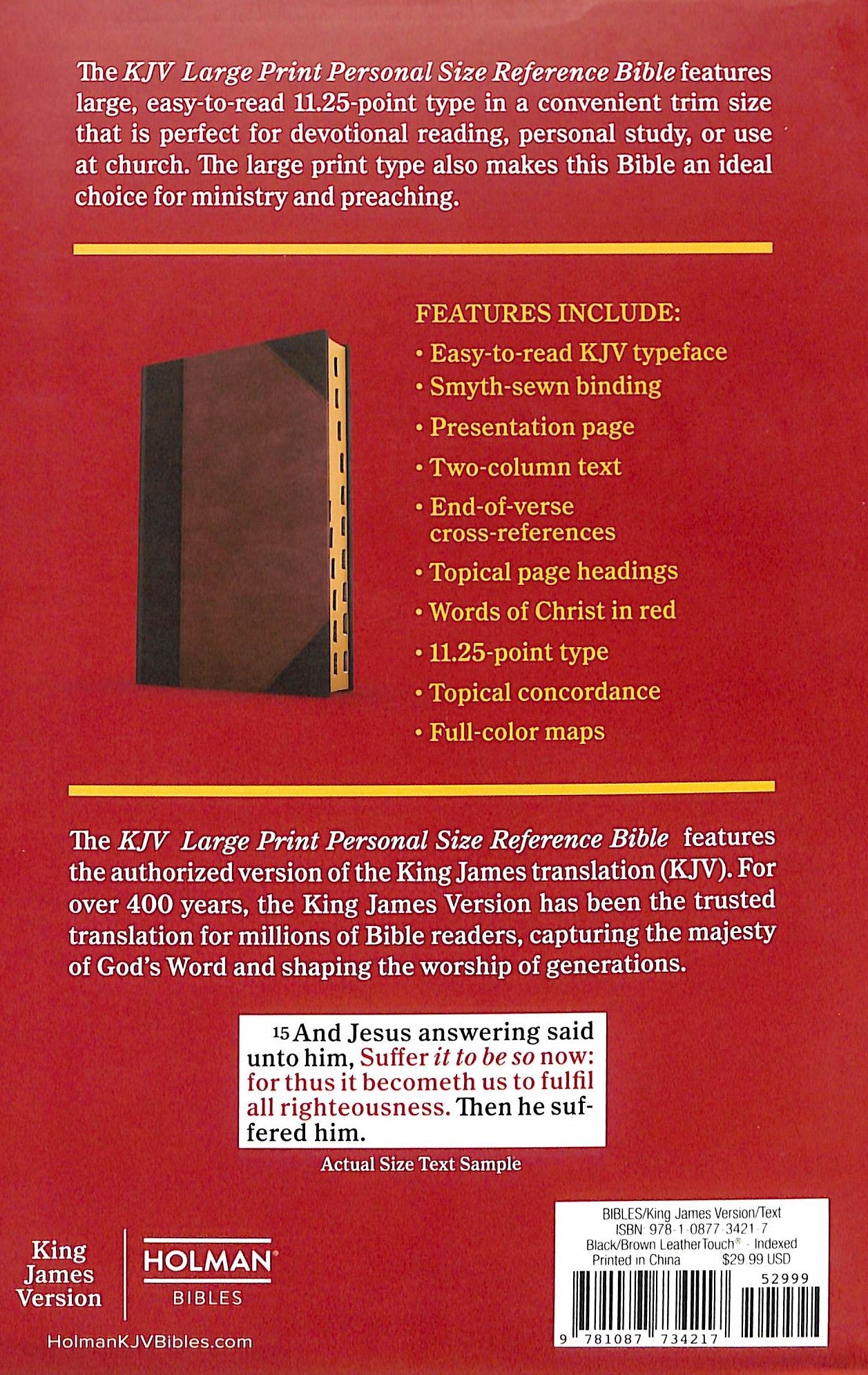 KJV Large Print Personal Size Reference Bible, Brown/Black Leathertouch Indexed