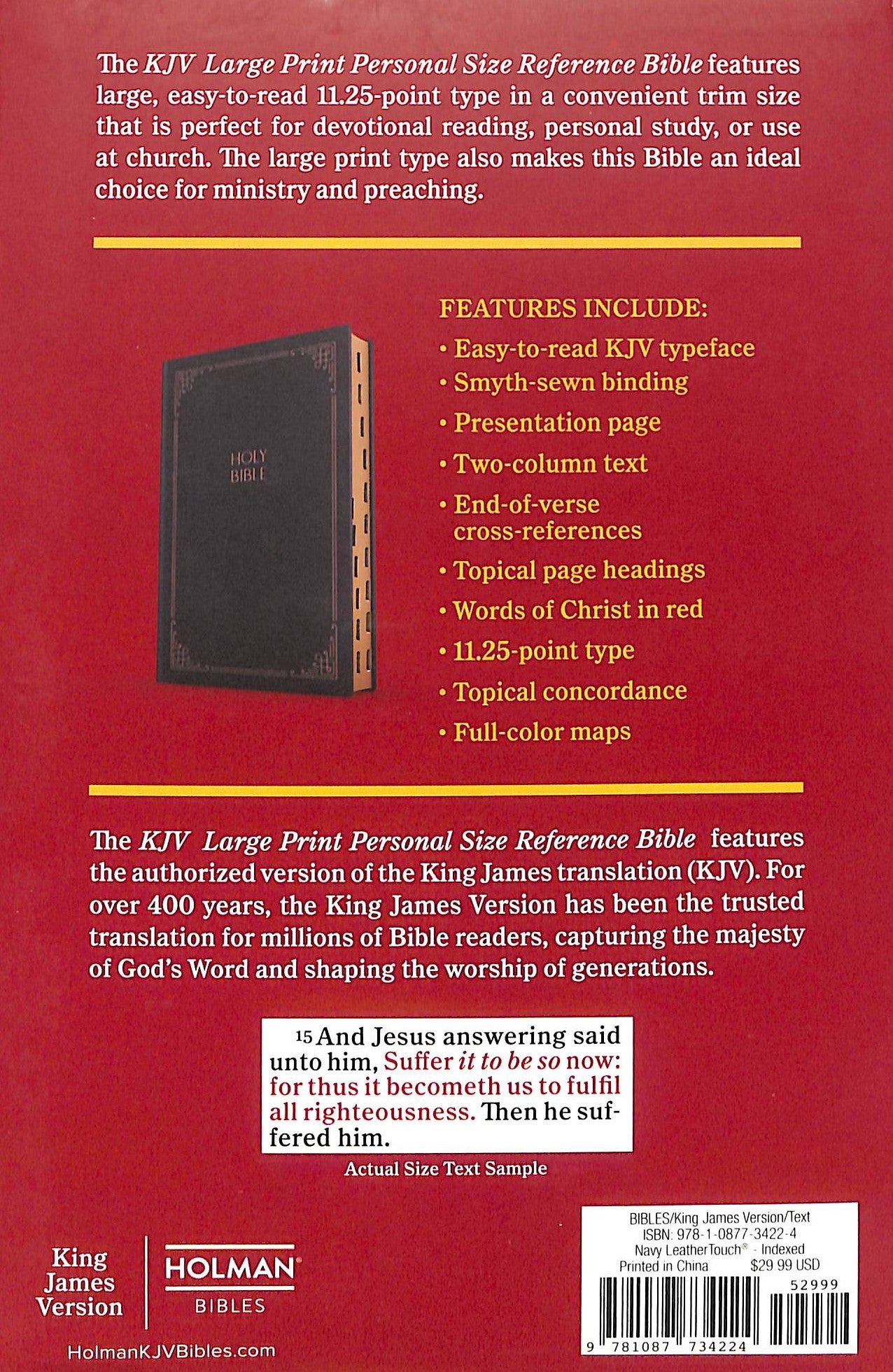 KJV Large Print Personal Size Reference Bible, Navy Leathertouch Indexed