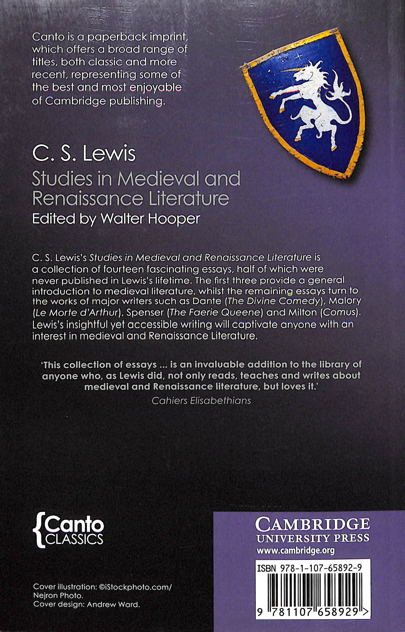 Studies in Medieval and Renaissance Literature (Canto Classics Series)