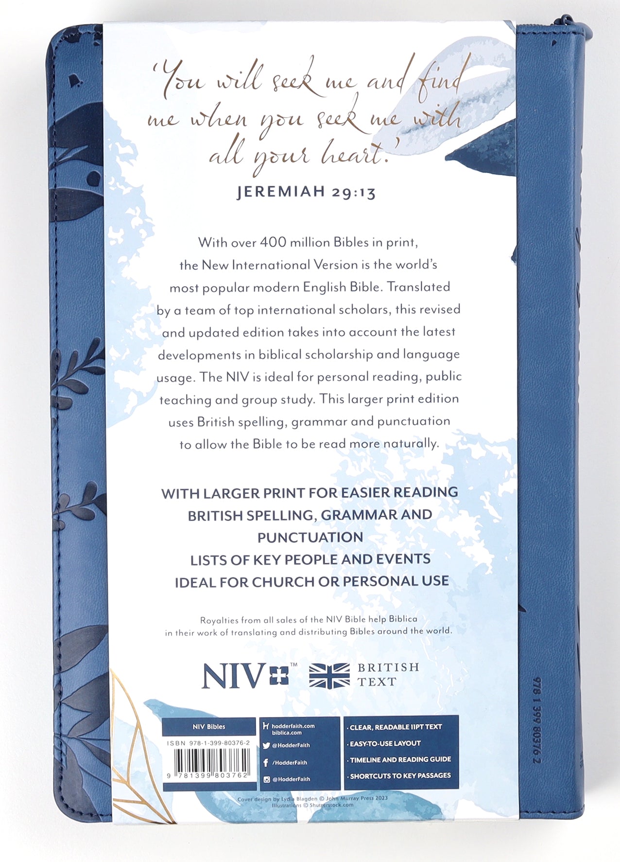 NIV Larger Print Denim Bible With Zip (British Version)