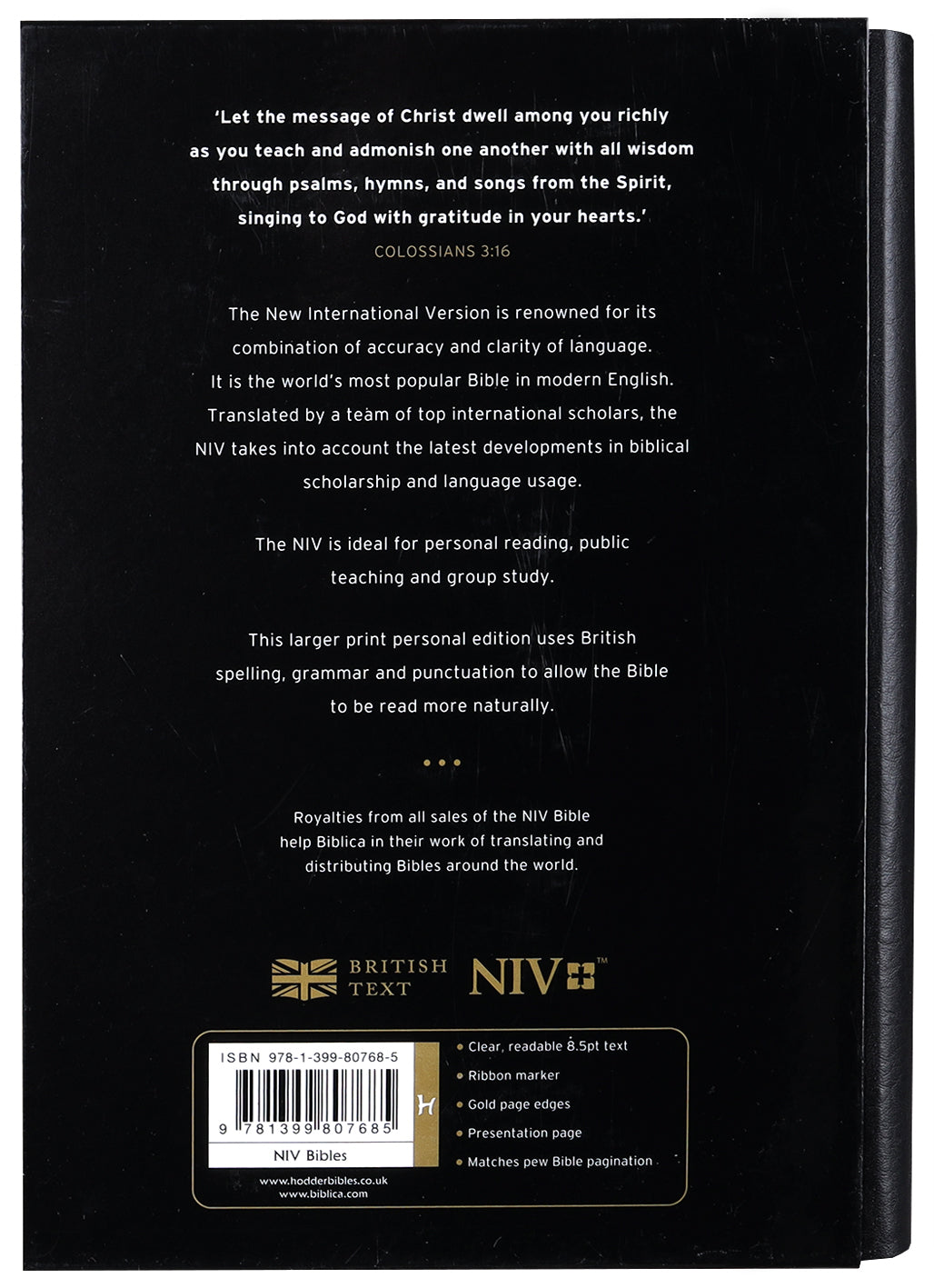 NIV Larger Print Personal Bible Black (British Spelling)