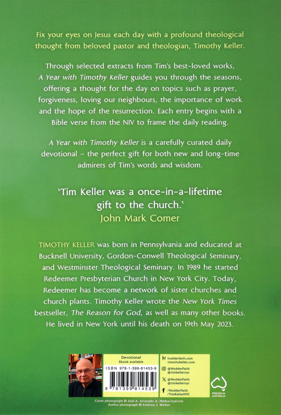 A Year With Timothy Keller: Daily Devotions From Keller's Best-Loved Books
