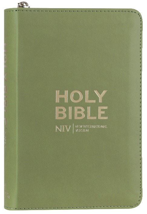 NIV Pocket Bible with Gold Zip Olive