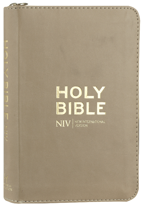 NIV Pocket Bible with Gold Zip Latte