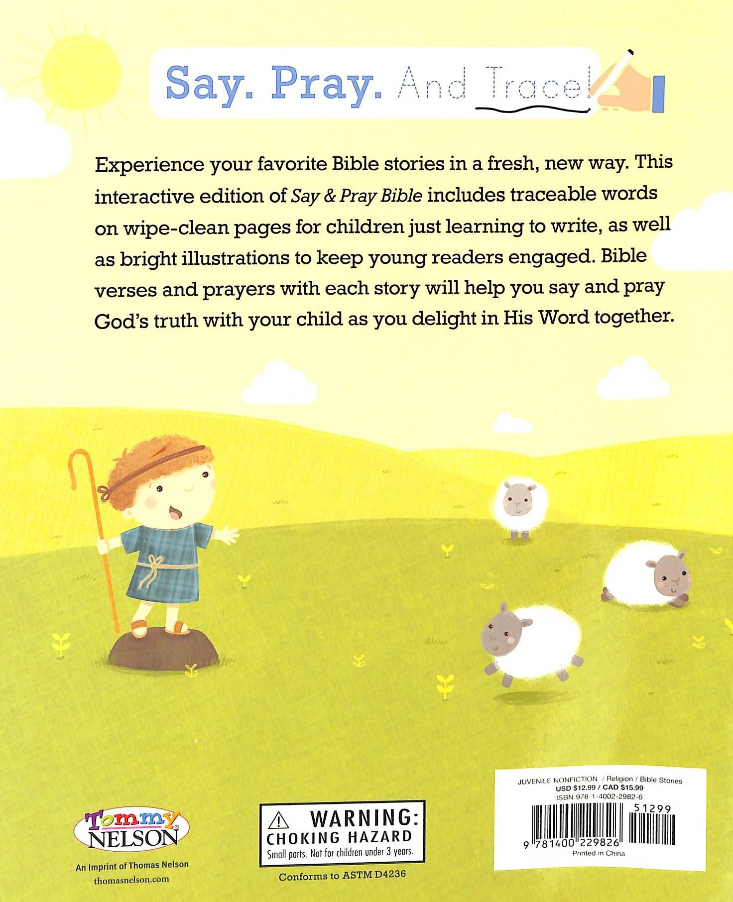 Say and Pray Bible Wipe Clean: First Words, Stories, and Prayers