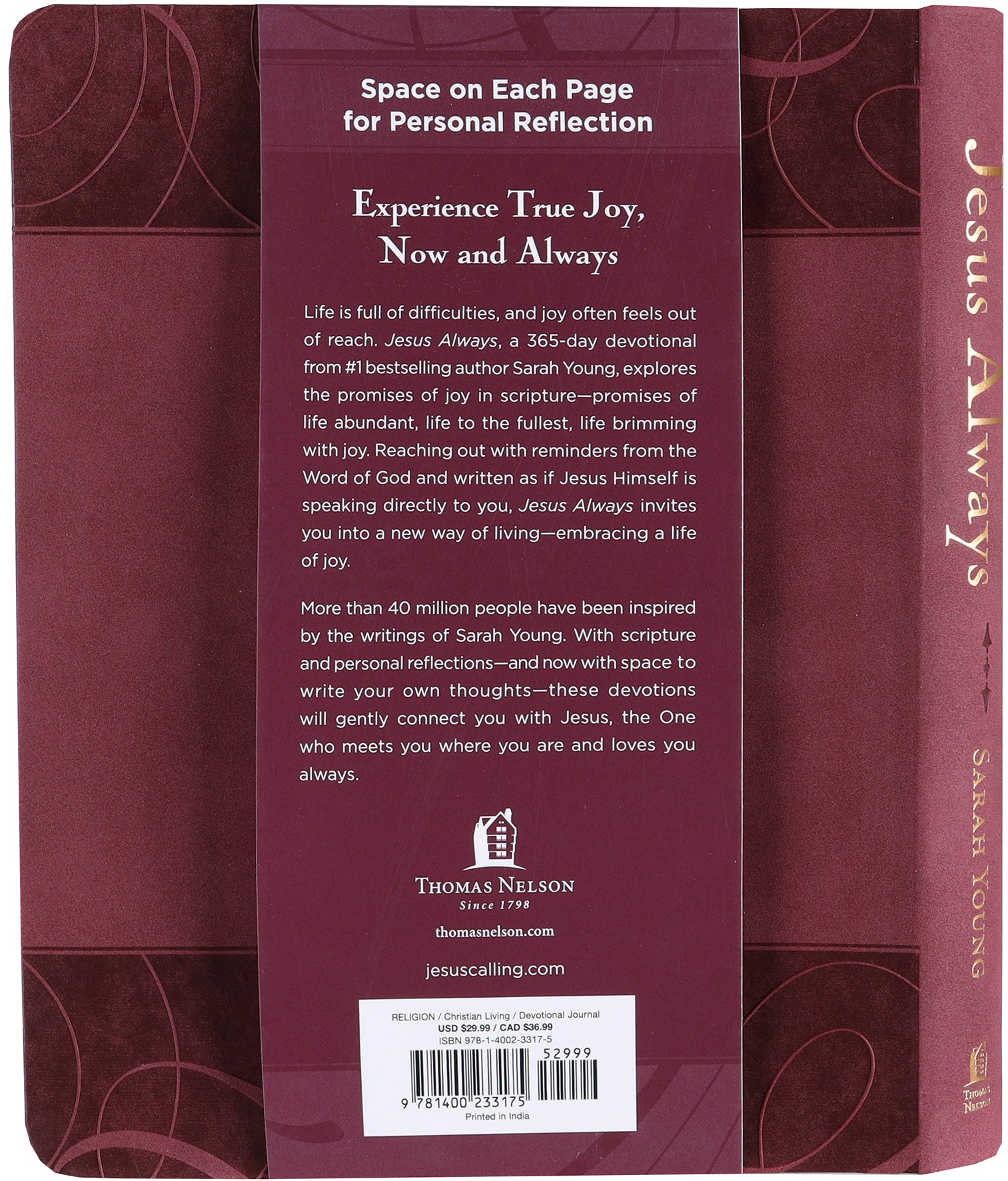 Jesus Always: Embracing Joy in His Presence (Burgundy, With Full Scriptures) (Note-taking Edition)