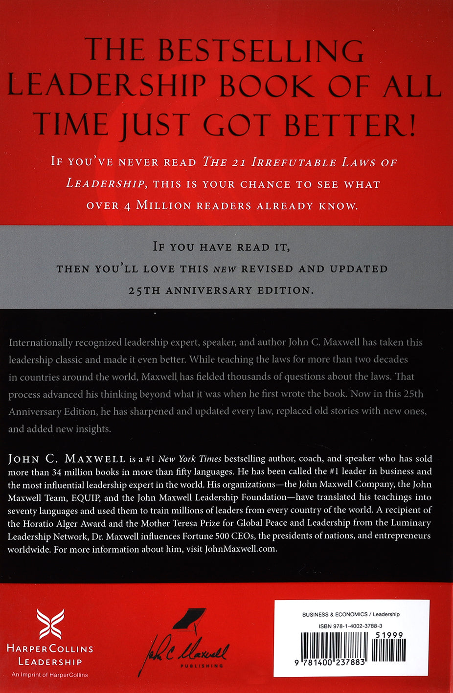 21 Irrefutable Laws of Leadership, the 25Th Anniversary Edition