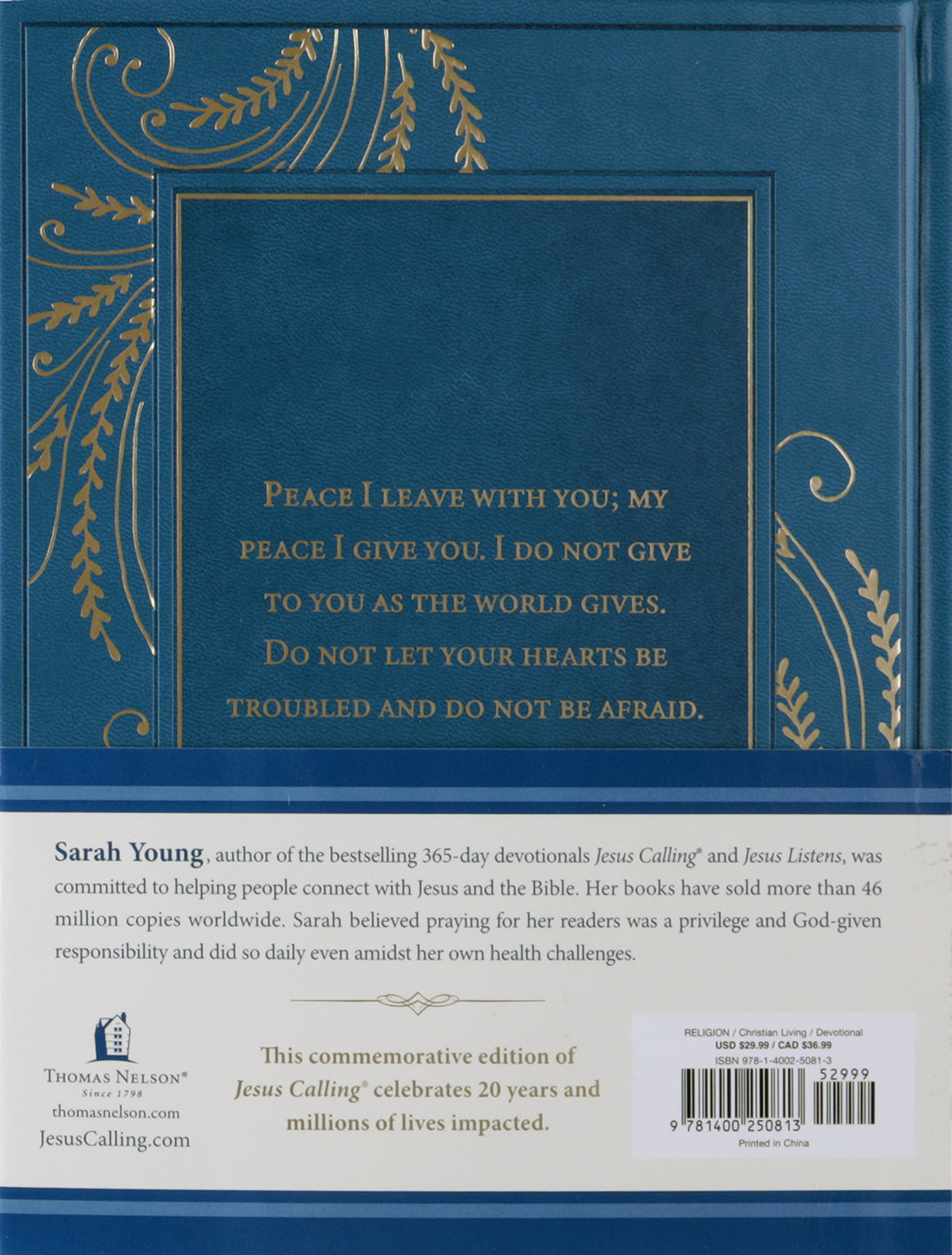 Jesus Calling Commemorative Edition: Enjoying Peace in His Presence, (A 365-Day Devotional, Includes 12 New Bonus Devotions and 12 Letters from the Author)