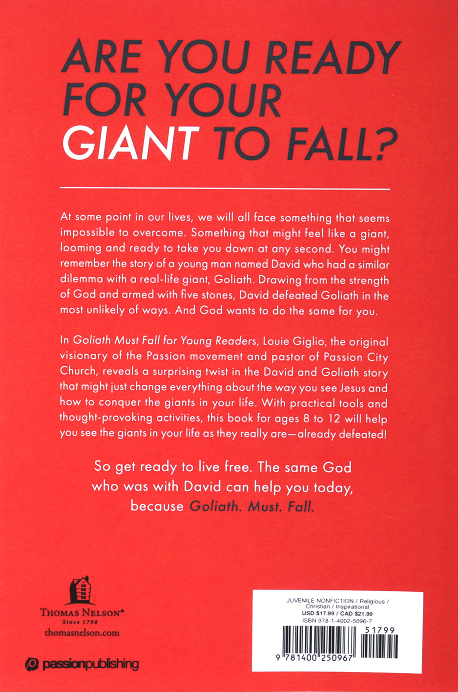 Goliath Must Fall for Young Readers: Winning the Battle Against Your Giants