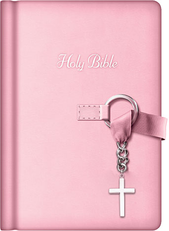 NKJV Simply Charming Bible Pink With Cross Charm (Black Letter Edition)