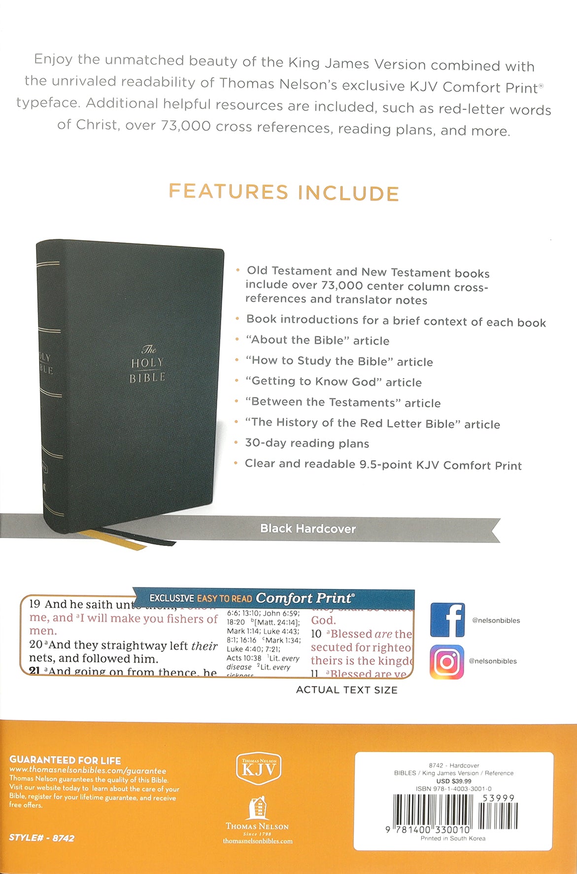 KJV Holy Bible Center-Column Reference Bible (Red Letter Edition)