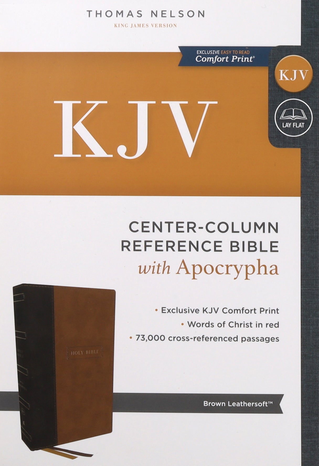 KJV Center-Column Reference Bible With Apocrypha Brown (Red Letter Edition)