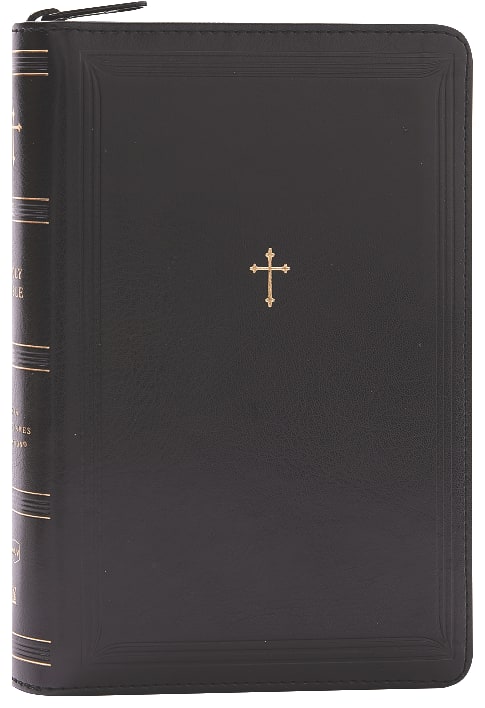 NKJV Compact Paragraph-Style Reference Bible Black With Zipper (Red Letter Edition)