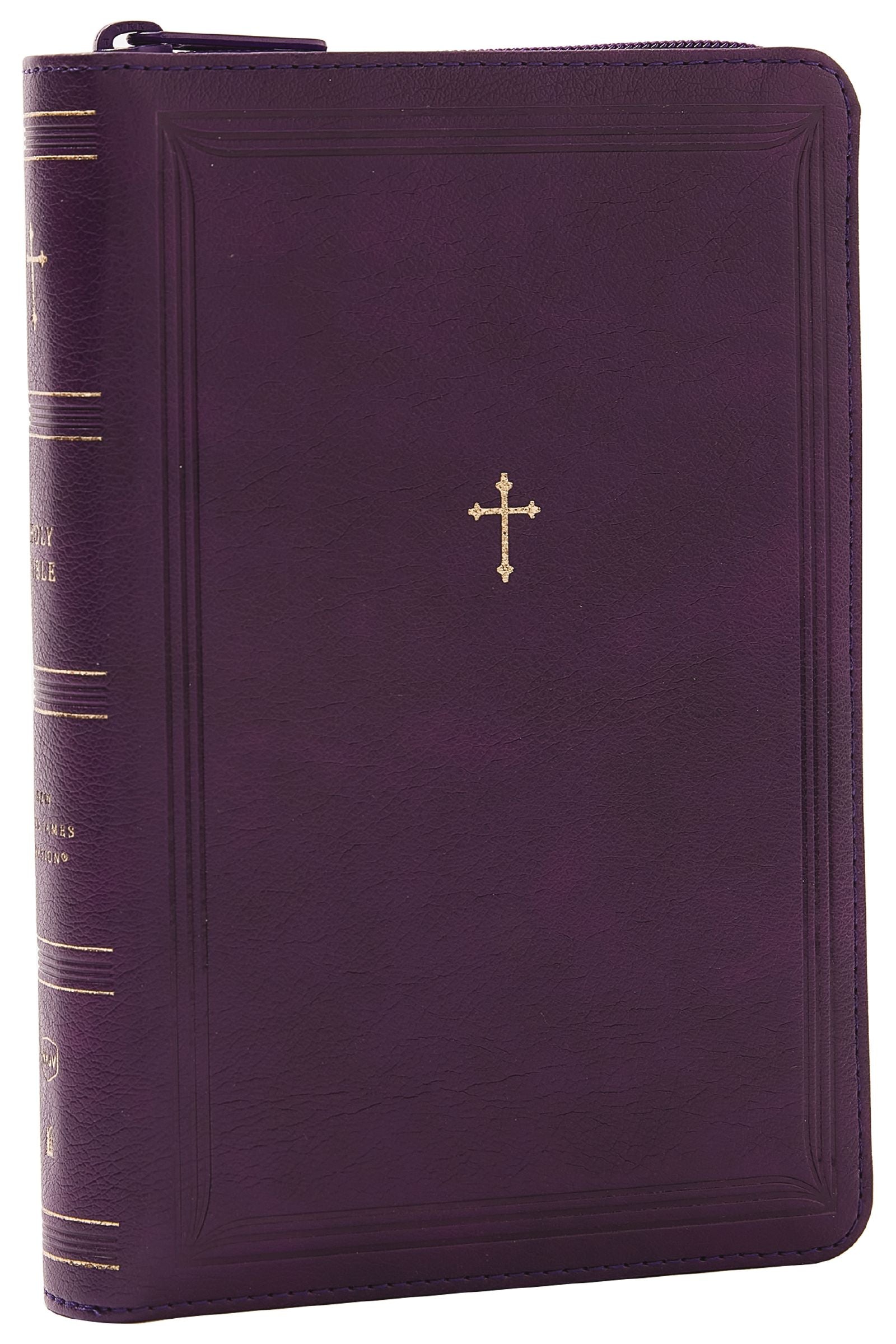 NKJV Compact Paragraph-Style Reference Bible Purple With Zipper (Red Letter Edition)