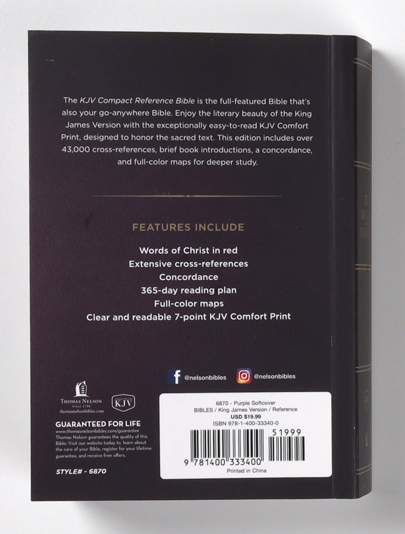 KJV Holy Bible Compact Reference Bible Purple (Red Letter Edition)
