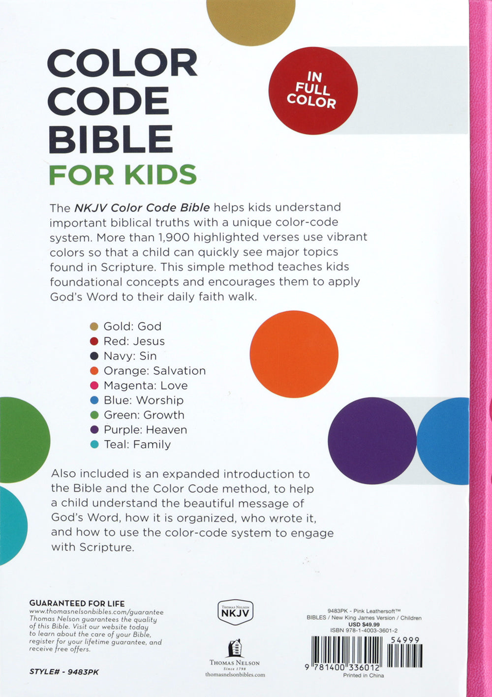 NKJV Color Code Bible for Kids, Pink