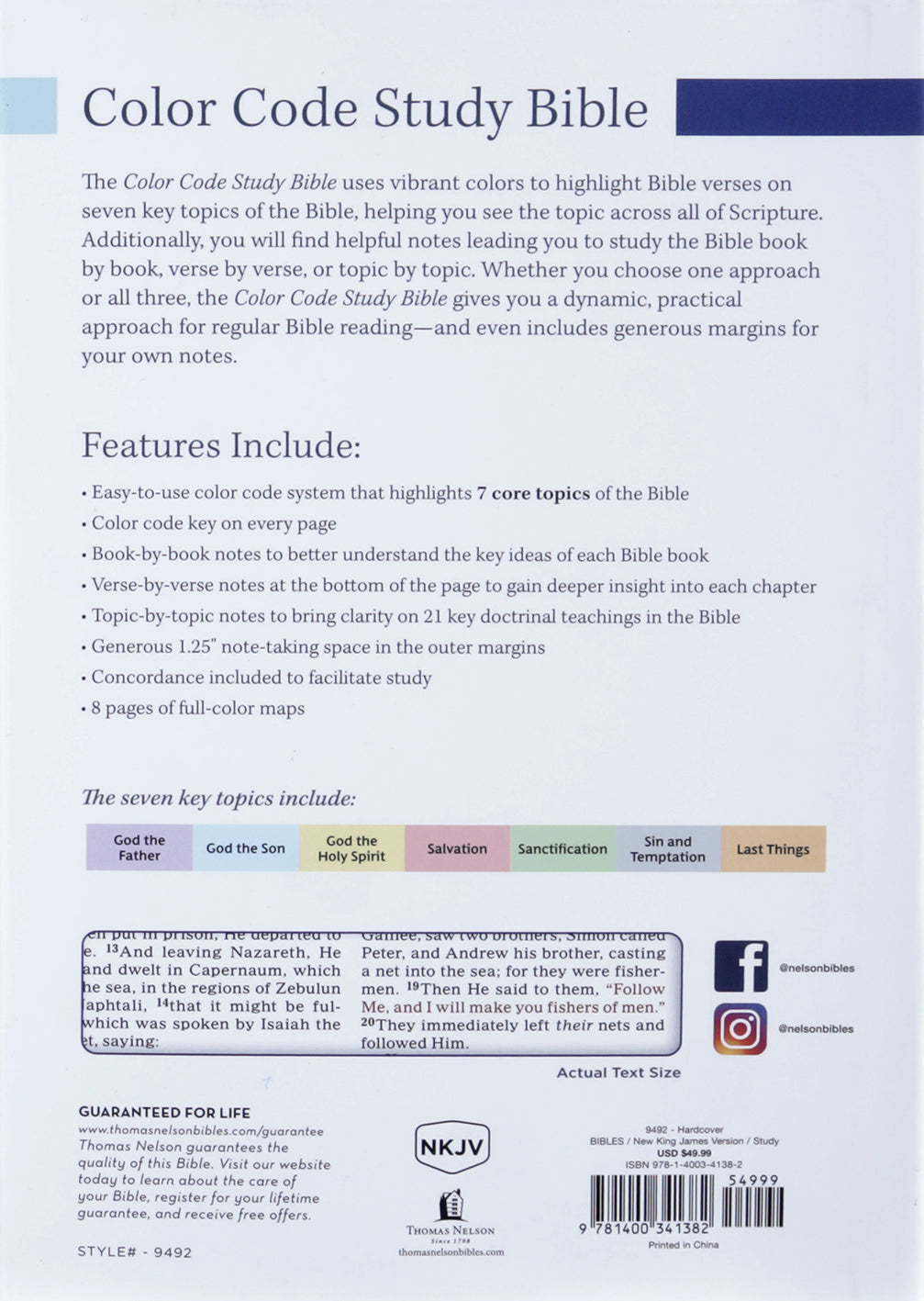 NKJV Color Code Study Bible, (Red Letter Edition)