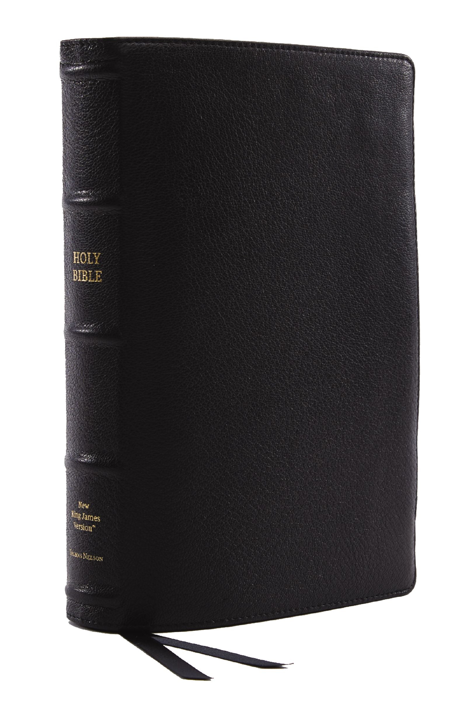 NKJV Single Column Bible, Premier Collection, Black Goatskin Leather