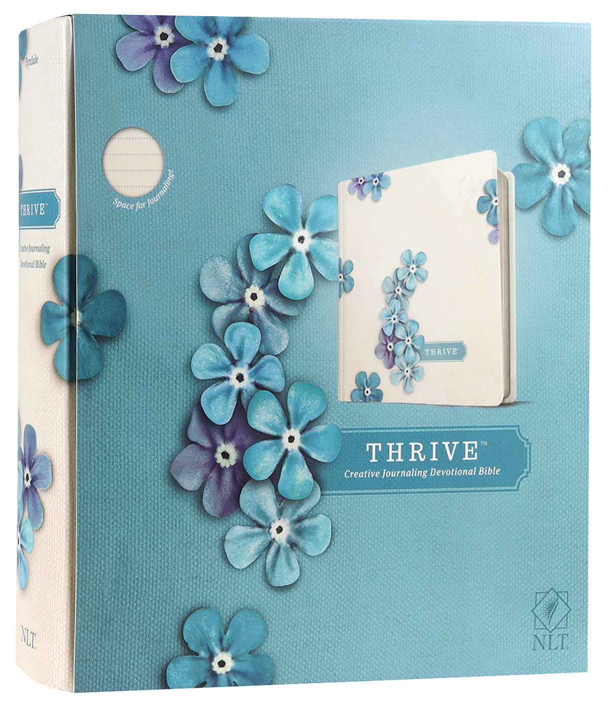 NLT Thrive Creative Journaling Devotional Bible Blue Flowers (Black Letter Edition)