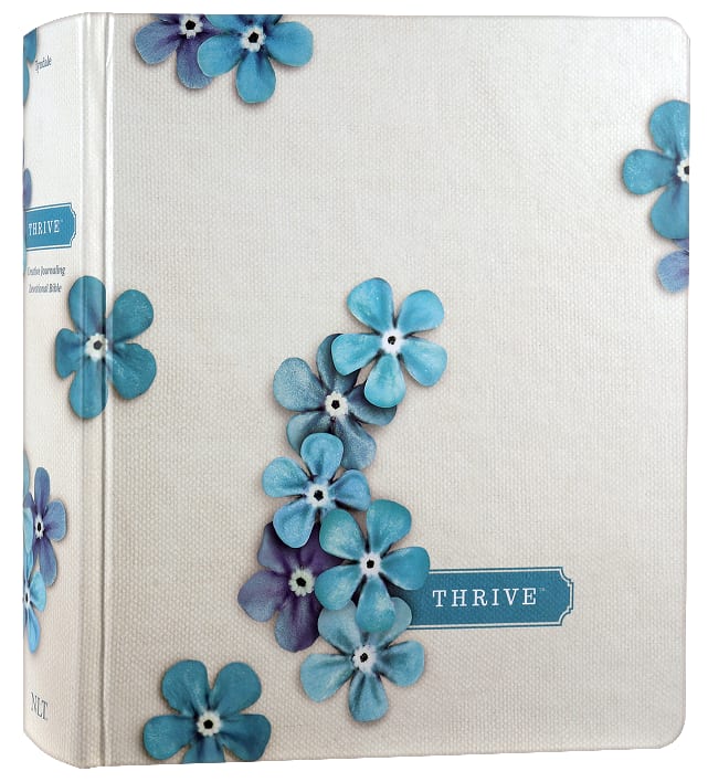 NLT Thrive Creative Journaling Devotional Bible Blue Flowers (Black Letter Edition)
