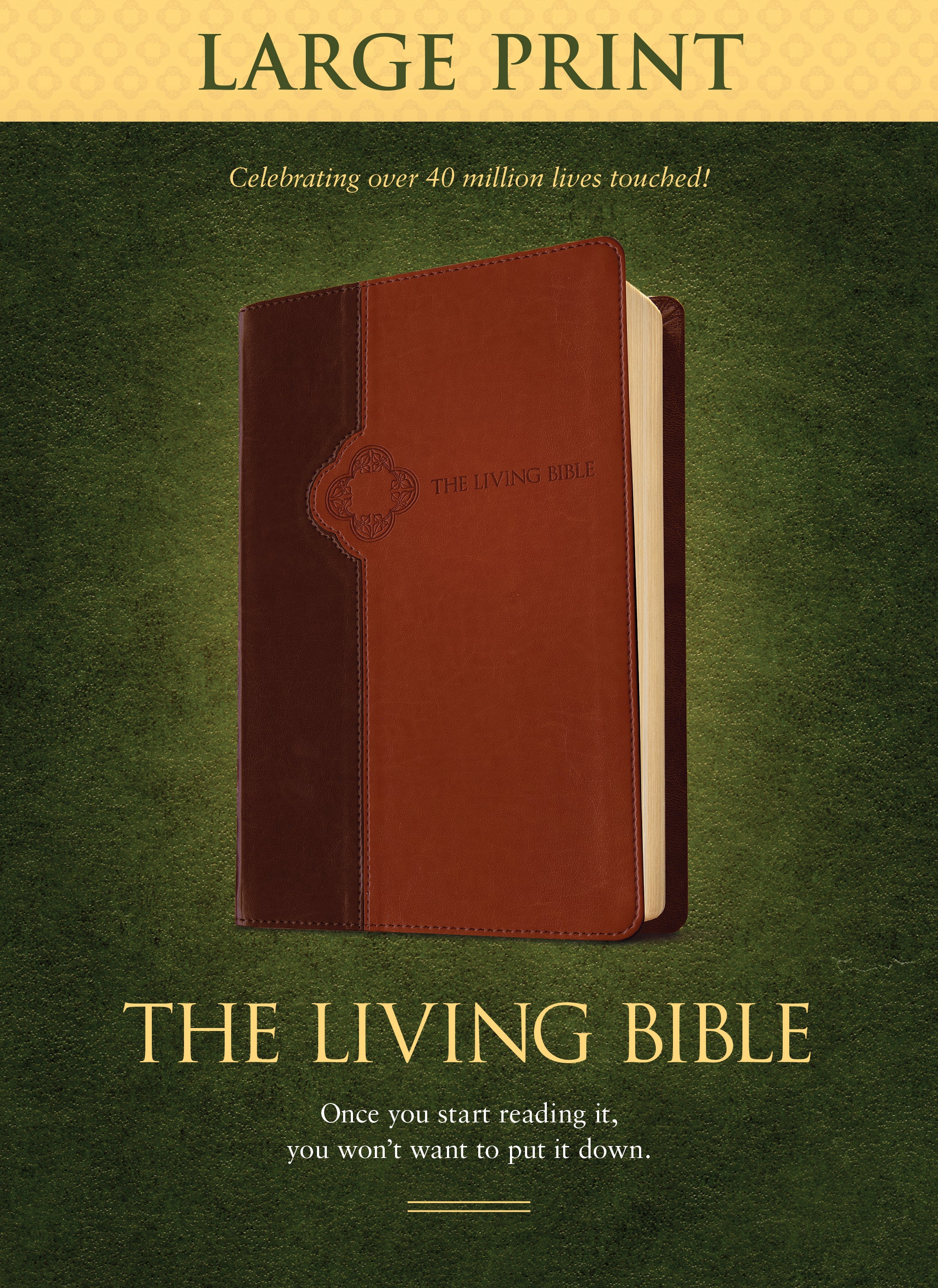 TLB The Living Bible Large Print Brown/Tan (Black Letter Edition)