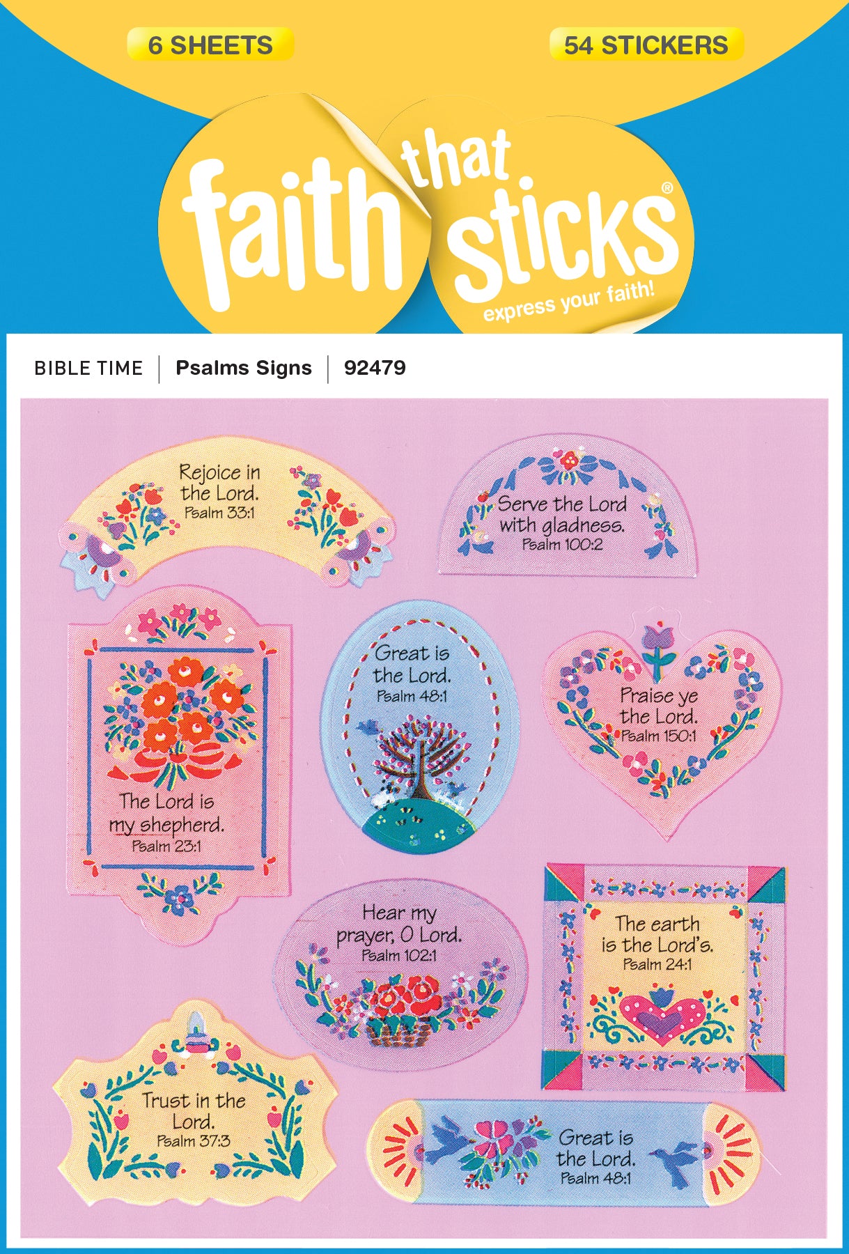 Psalms Signs (6 Sheets, 54 Stickers) (Stickers Faith That Sticks Series)
