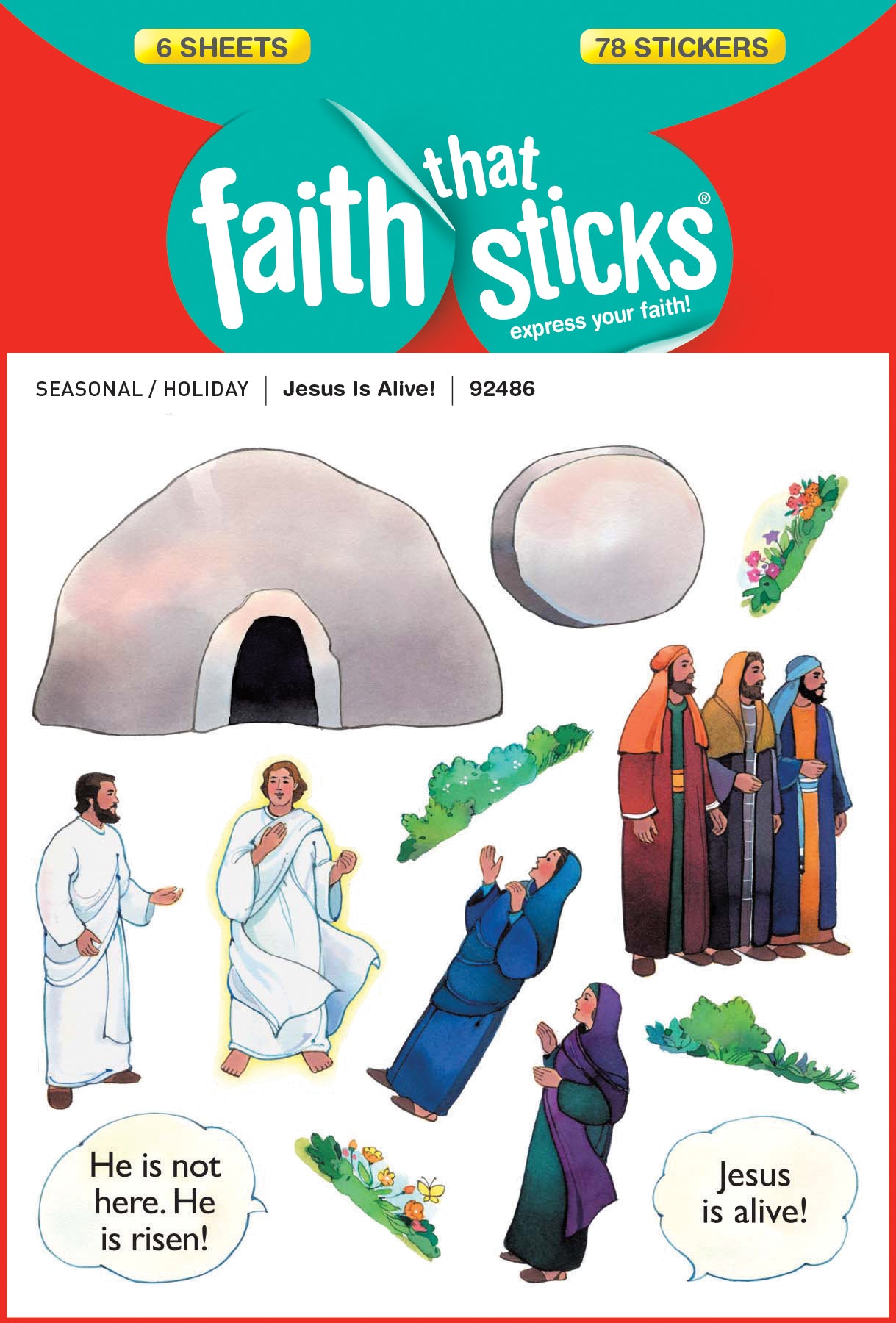 Jesus is Alive! (6 Sheets, 78 Stickers) (Stickers Faith That Sticks Series)