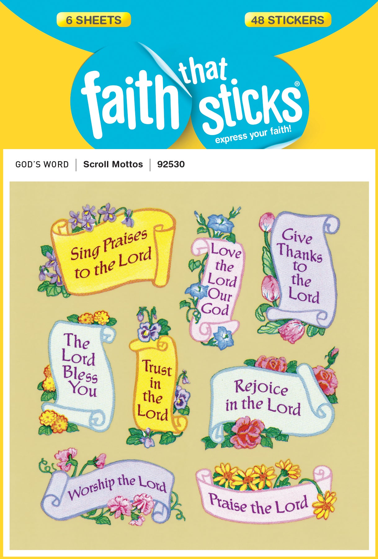 Scroll Motto (6 Sheets, 48 Stickers) (Stickers Faith That Sticks Series)