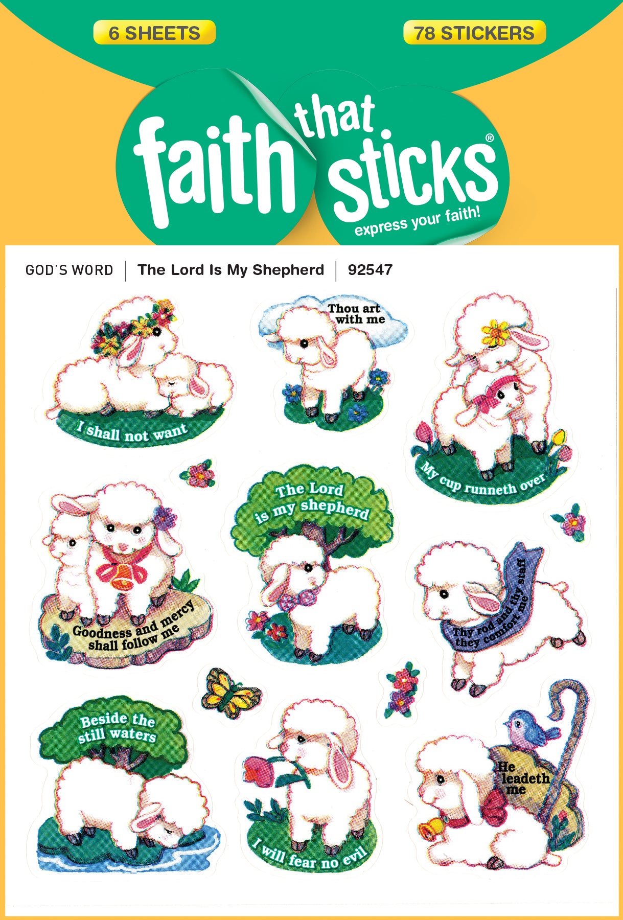 The Lord is My Shepherd (6 Sheets, 78 Stickers) (Stickers Faith That Sticks Series)
