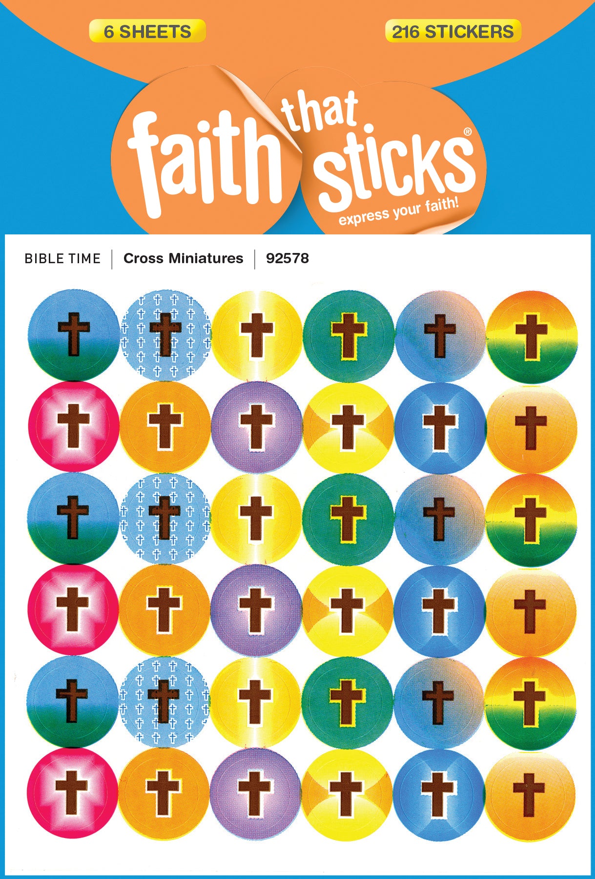 Cross Miniatures (6 Sheets, 216 Stickers) (Stickers Faith That Sticks Series)