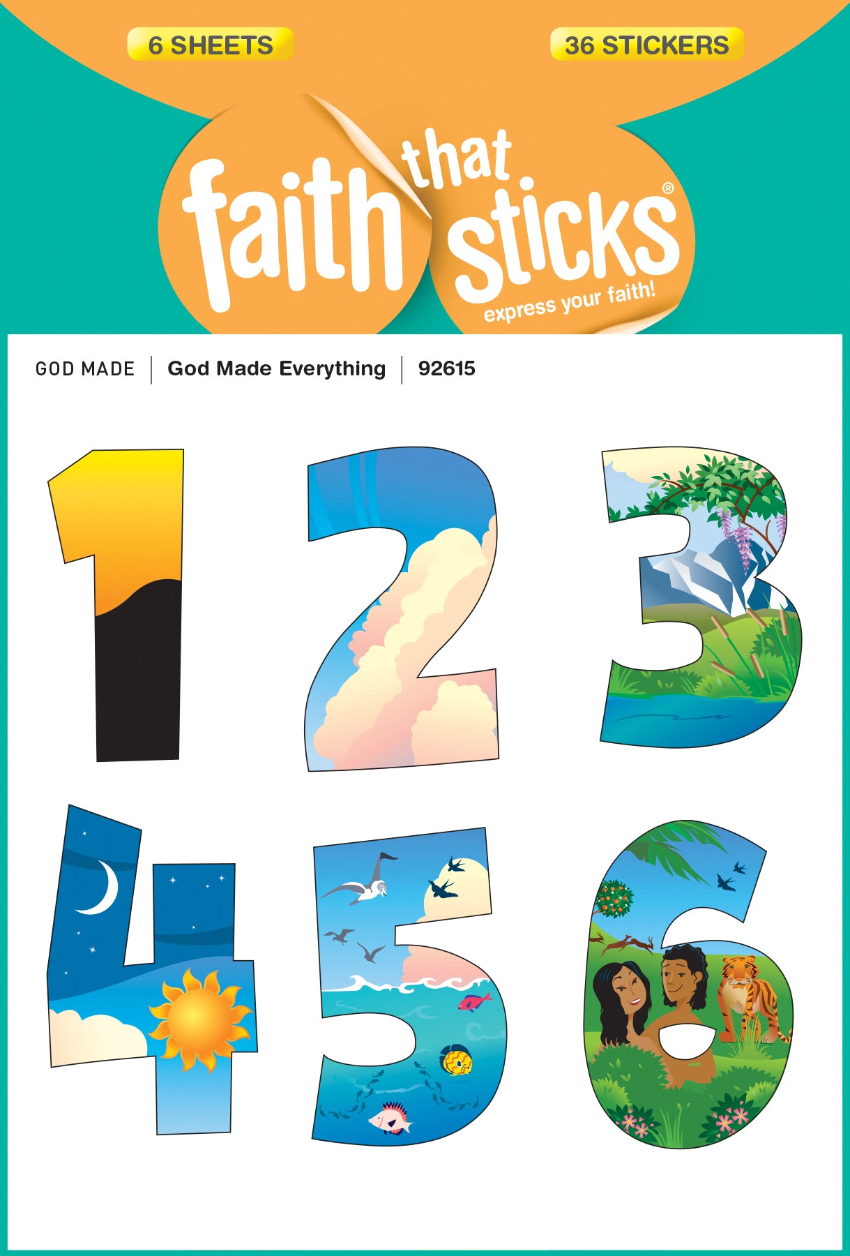 God Made Everything (6 Sheets, 36 Stickers) (Stickers Faith That Sticks Series)