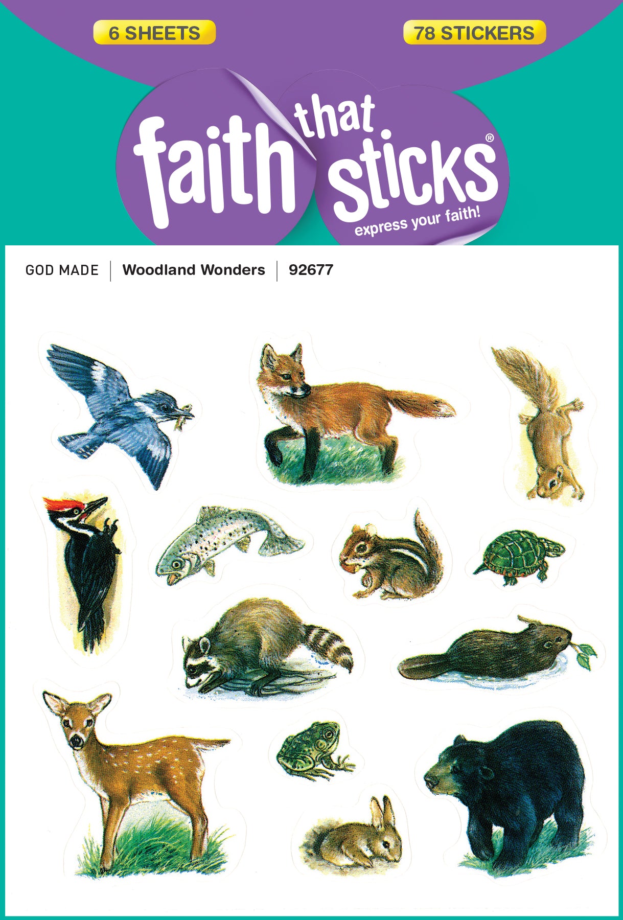 Woodland Wonders (6 Sheets, 78 Stickers) (Stickers Faith That Sticks Series)
