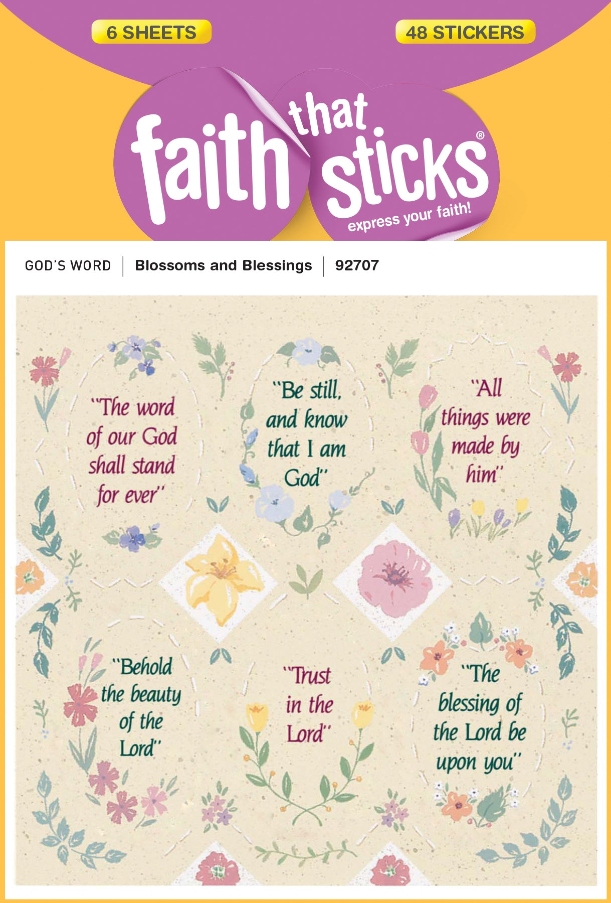 Blossoms & Blessings (6 Sheets, 48 Stickers) (Stickers Faith That Sticks Series)
