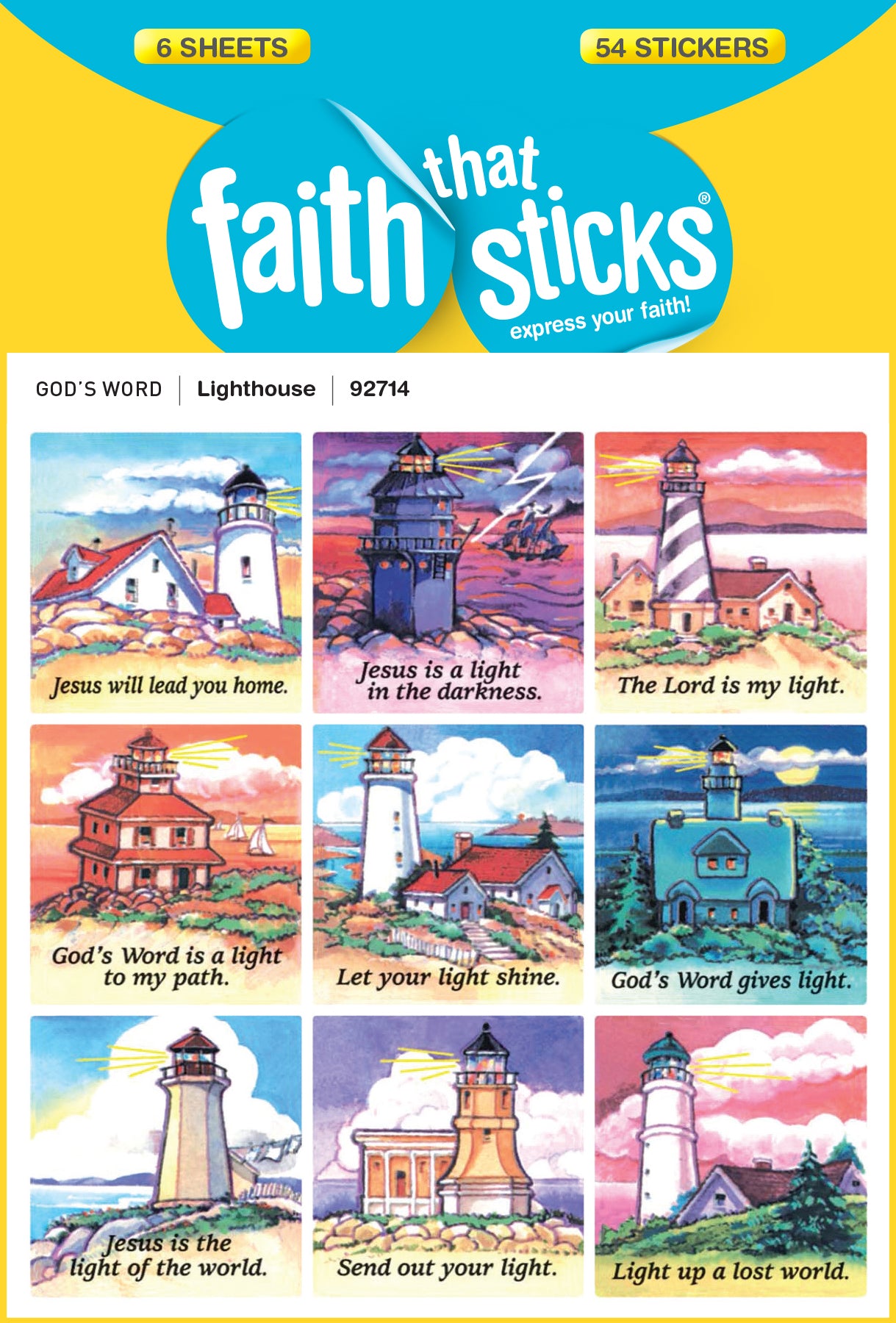 Lighthouse (6 Sheets, 54 Stickers) (Stickers Faith That Sticks Series)