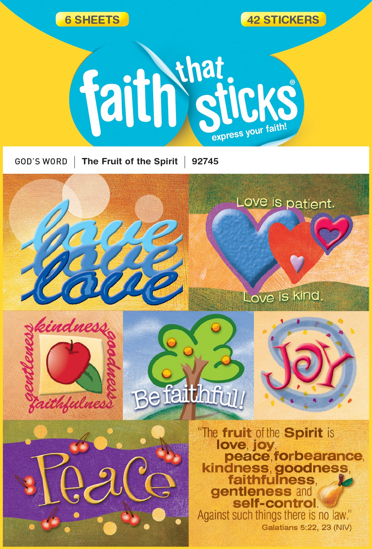 The Fruit of the Spirit (6 Sheets, 42 Stickers) (Stickers Faith That Sticks Series)