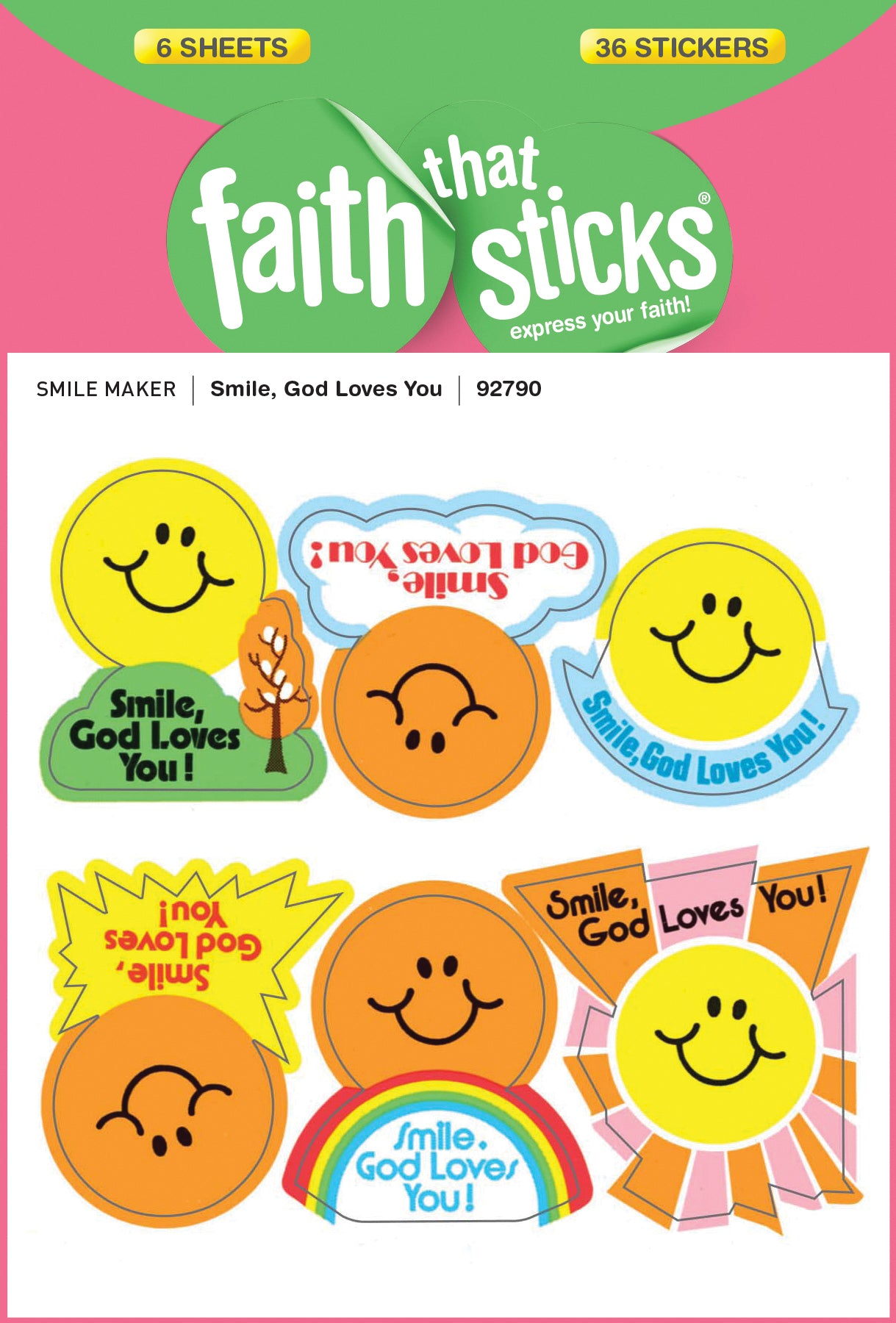 Smile, God Loves You (6 Sheets, 36 Stickers) (Stickers Faith That Sticks Series)