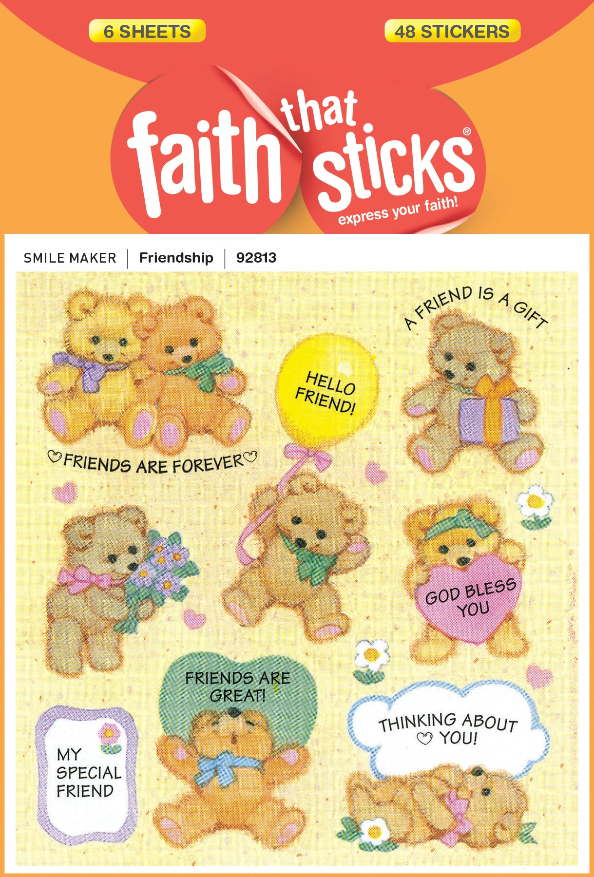 Friendship (6 Sheets, 48 Stickers) (Stickers Faith That Sticks Series)
