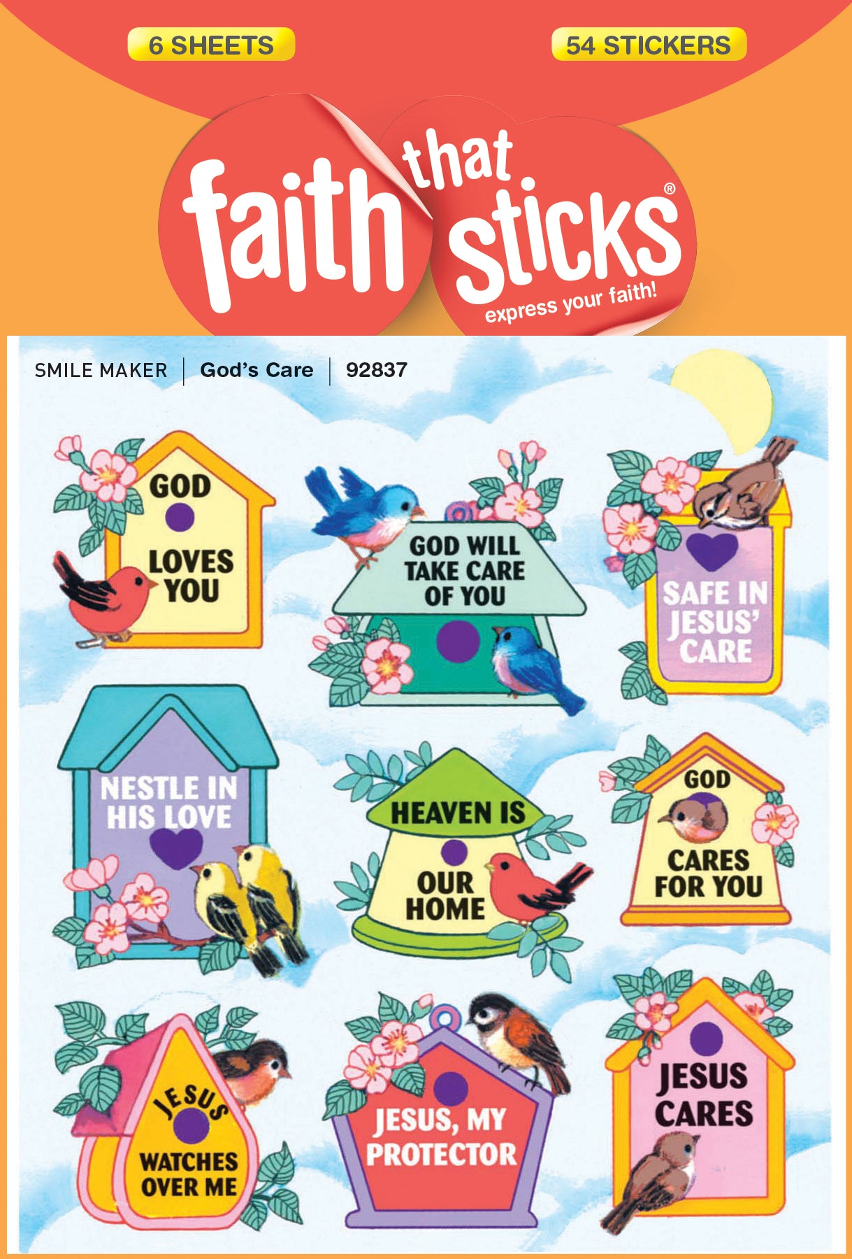 God's Care (6 Sheets, 54 Stickers) (Stickers Faith That Sticks Series)