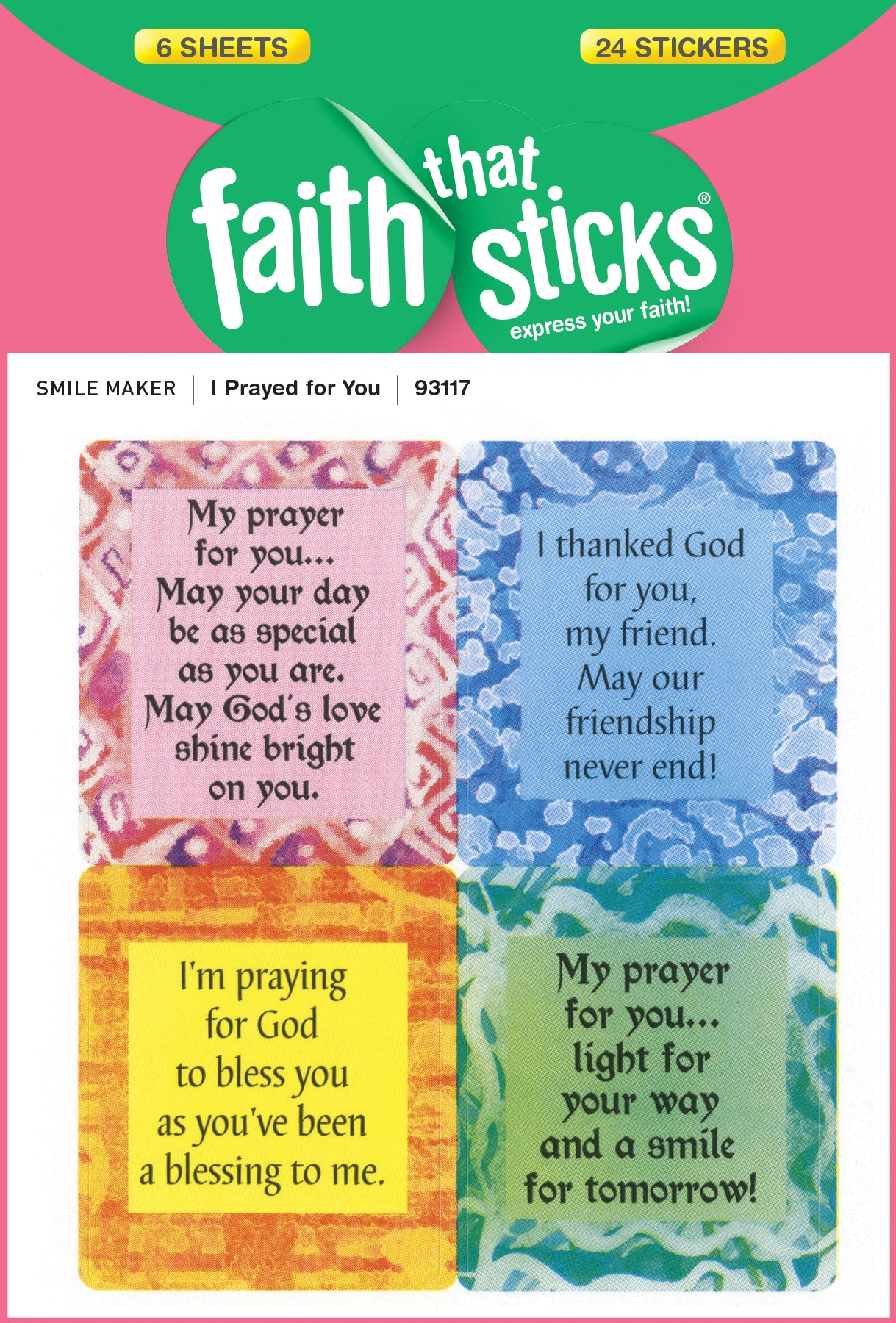 I Prayed For You (6 Sheets, 24 Stickers) (Stickers Faith That Sticks Series)