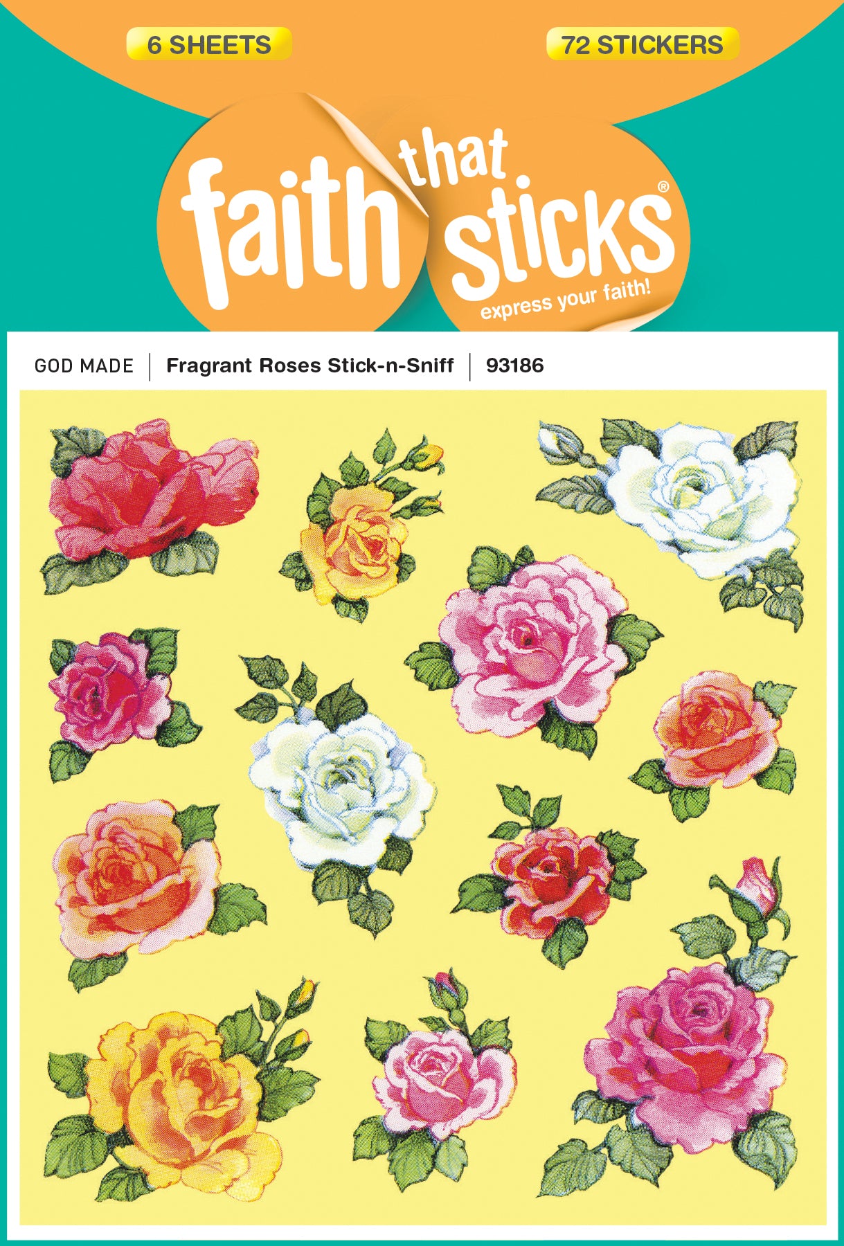 Fragrant Roses Stick-N-Sniff (6 Sheets, 72 Stickers) (Stickers Faith That Sticks Series)