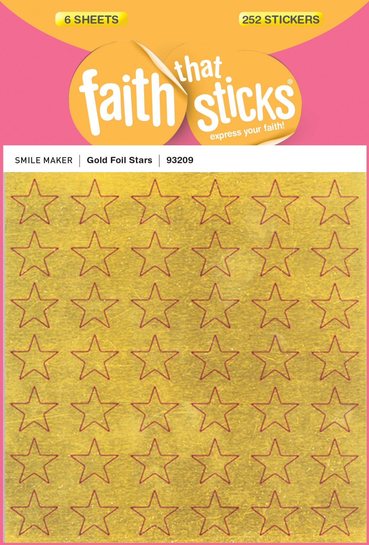 Gold Foil Stars (6 Sheets, 252 Stickers) (Stickers Faith That Sticks Series)