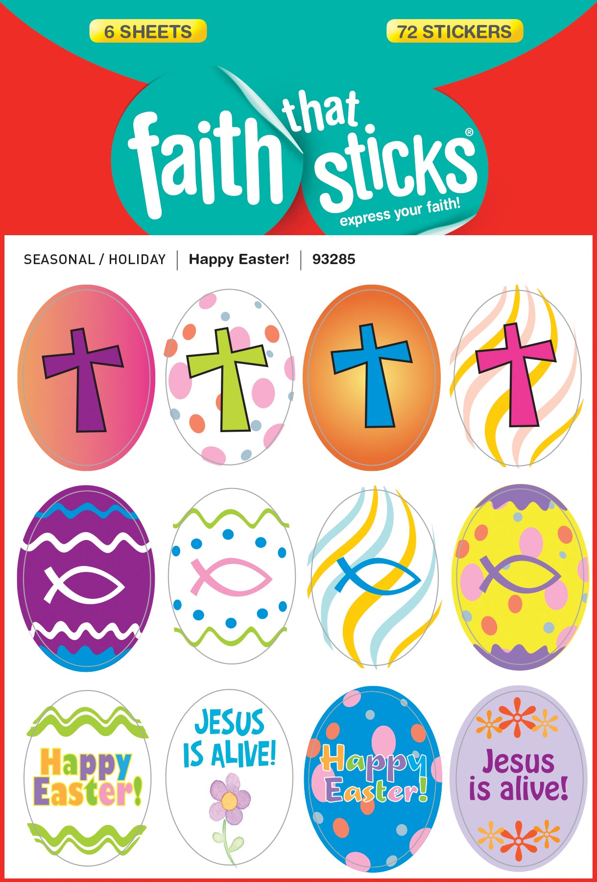 Happy Easter! (6 Sheets, 72 Stickers) (Stickers Faith That Sticks Series)