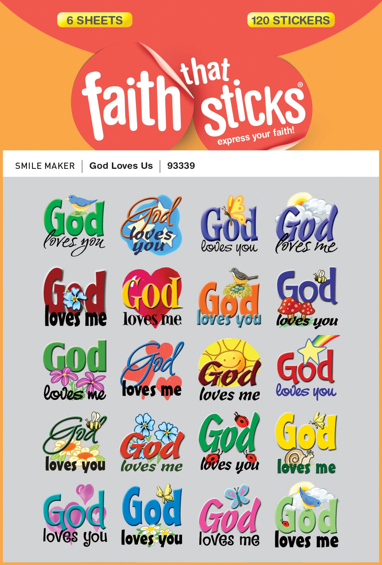 God Loves Us (6 Sheets, 120 Stickers) (Stickers Faith That Sticks Series)