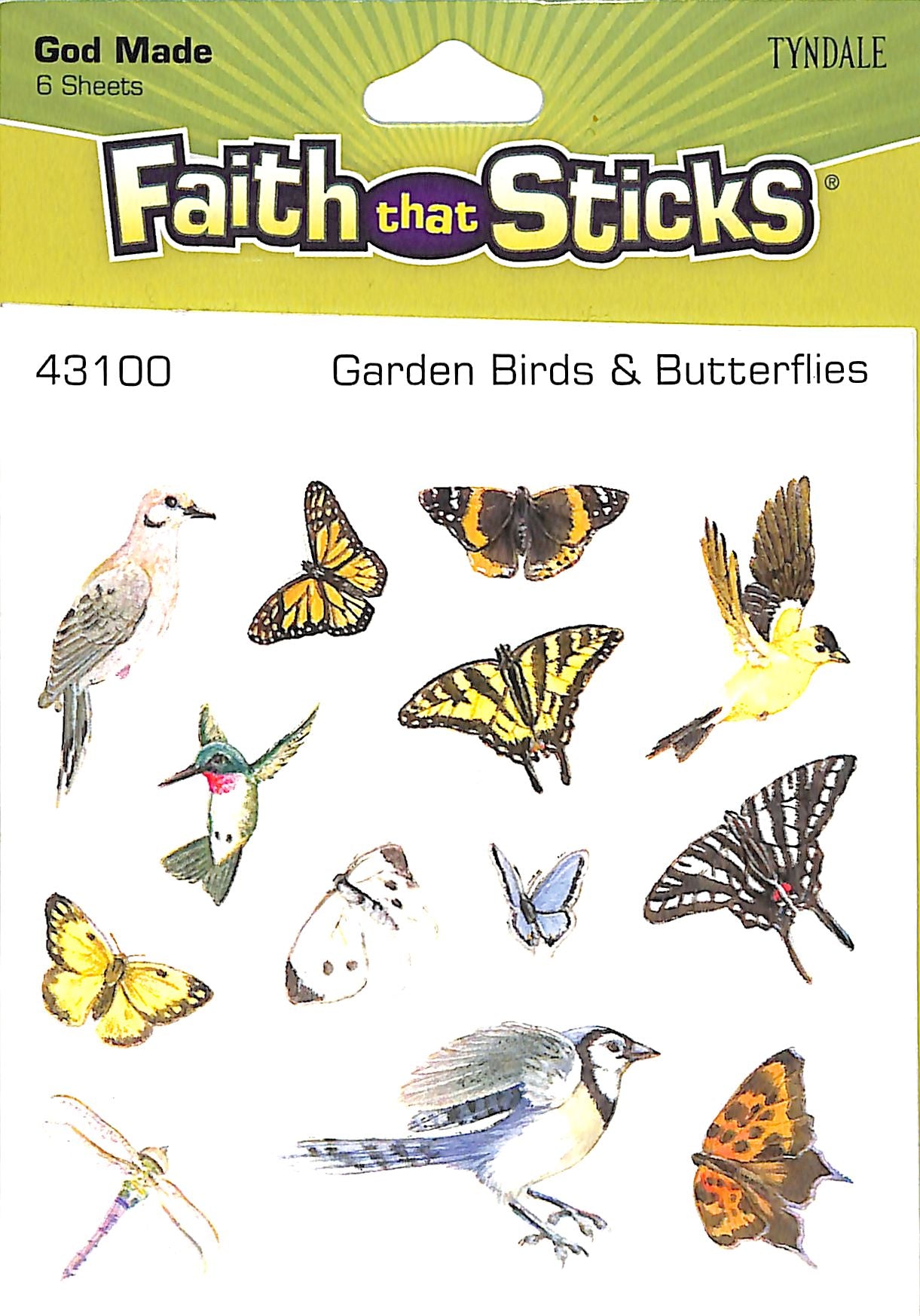 Garden Birds & Butterflies (6 Sheets, 78 Stickers) (Stickers Faith That Sticks Series)