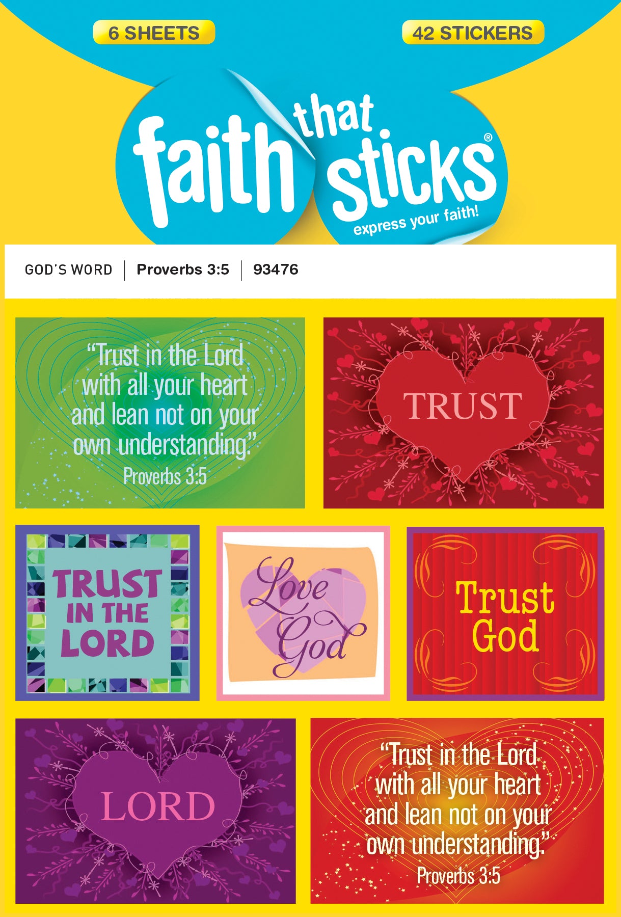Proverbs 3: 5 (6 Sheets, 42 Stickers) (Stickers Faith That Sticks Series)