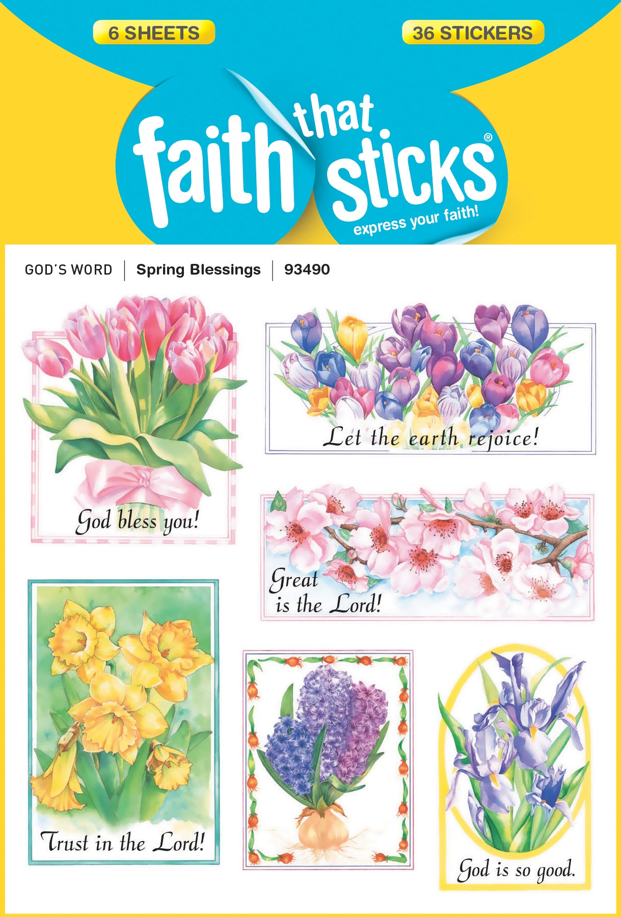 Spring Blessings (6 Sheets, 36 Stickers) (Stickers Faith That Sticks Series)