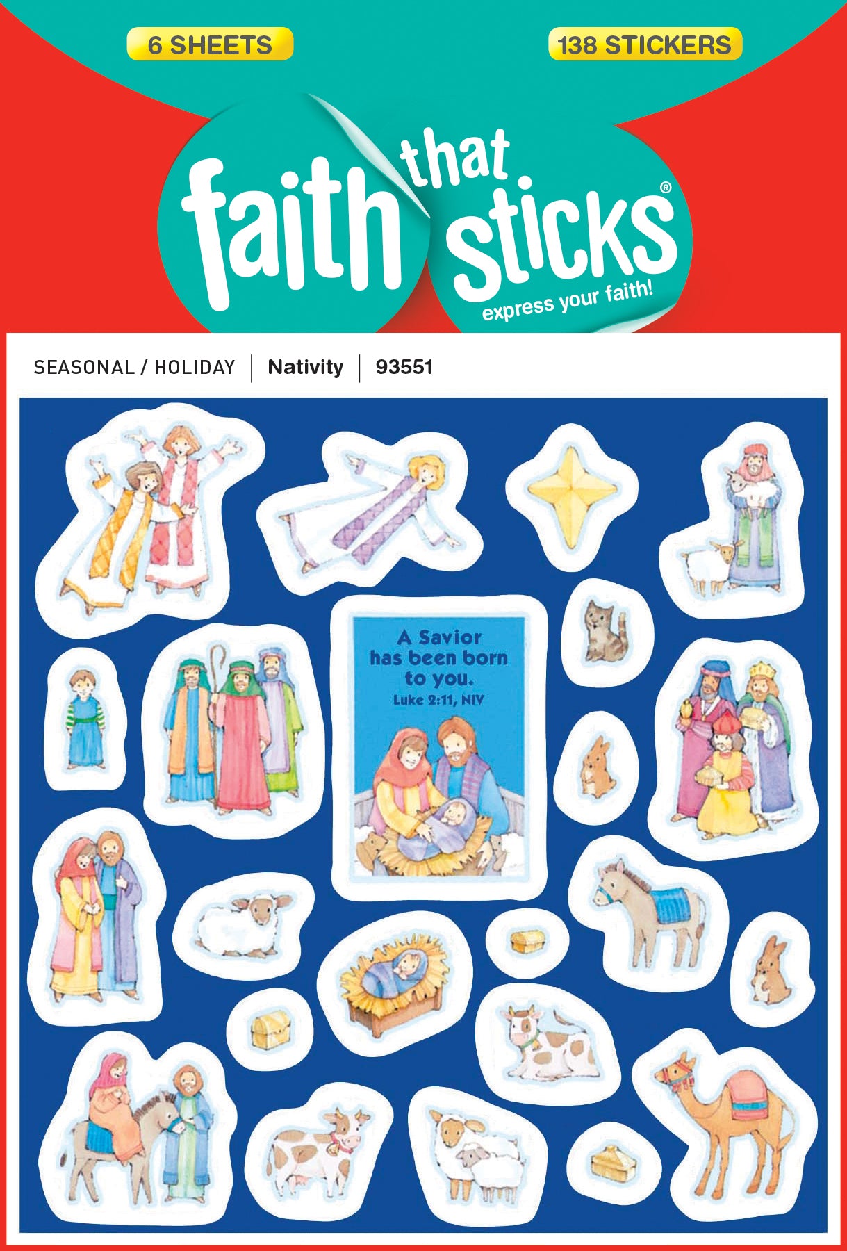 Nativity (6 Sheets, 138 Stickers) (Stickers Faith That Sticks Series)